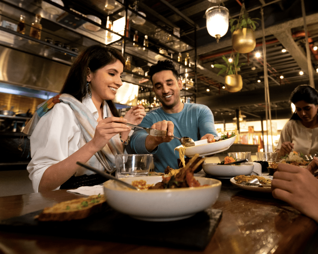 In addition to our commitment to the alternative protein and plant-based space, ADM looks forward to supporting the future of this field Man and woman sharing food at a restaurant NewDelhi 1422 1 1024x816 1