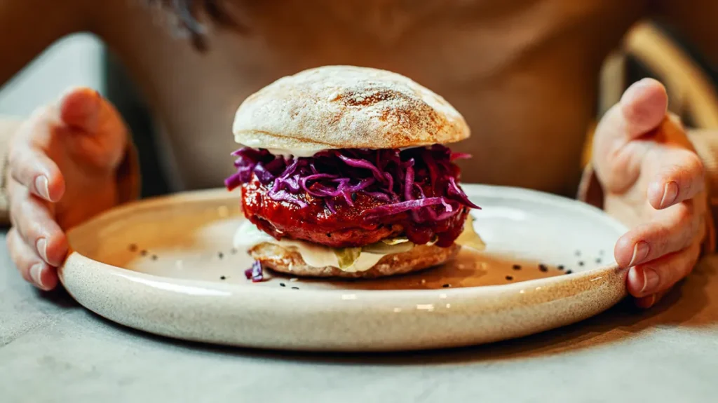 A new review suggests that plant-based meat alternatives are actually healthier veggie meatless burger on plate 1296 728 header